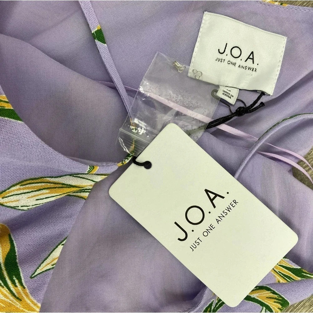 J.O.A. Raya Lavender Tropical Belted Midi Dress - Picture 3 of 13